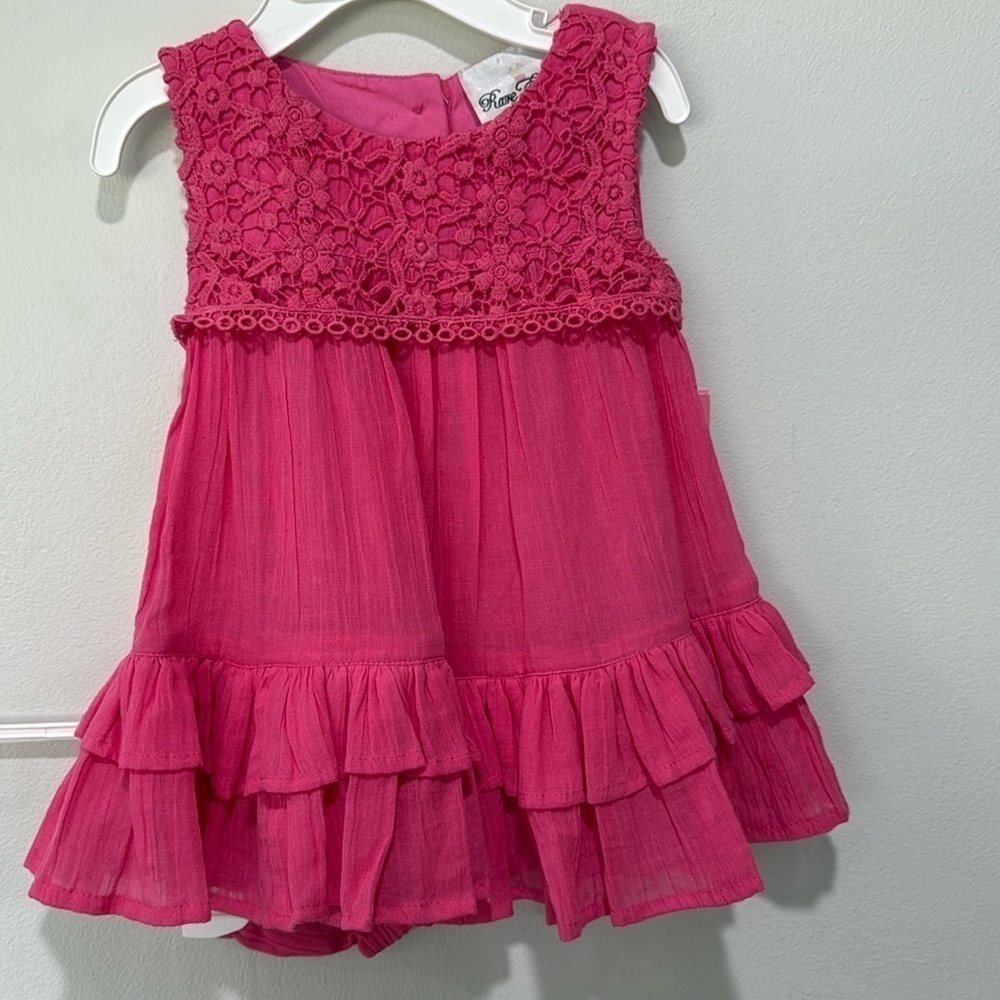 Pink baby dress with matching diaper cover